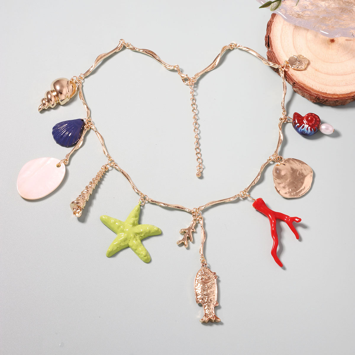 Bohemian Style Exaggerated Alloy Drip Oil Ocean-inspired Animal Pendant Necklace - Unique, Stylish, and Versatile Jewelry for Every Occasion