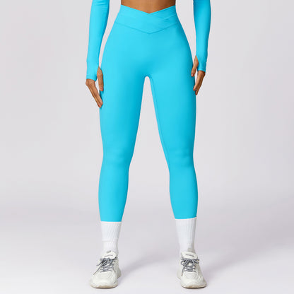 High Waisted Cross Back Lifted Butt Fitness Leggings Ultra Soft Running Workout Tights for Performance and Style Model 8578