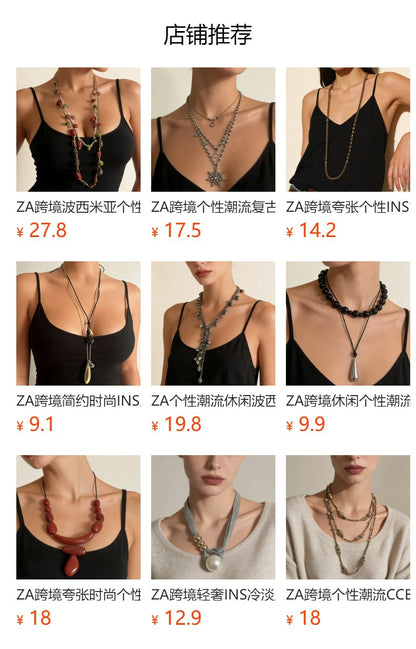 Stylish Vintage-Inspired Multi-Layer Leather and Geometric Resin Necklace for Women - Unique CCB Pendant Jewelry