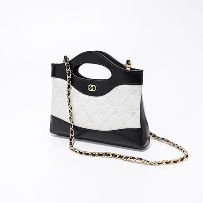 Diamond Pattern Tote Bag Luxury Genuine Oil Wax Leather Shoulder Bag for Effortless Elegance