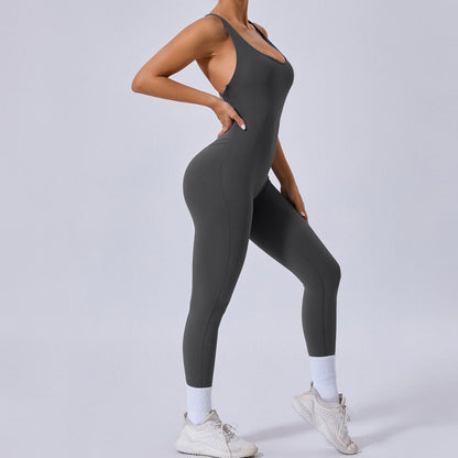 Adjustable Cross Back Sports Yoga Bodysuit with Butt Lifting Design Versatile and One Piece Yoga Outfit 90107