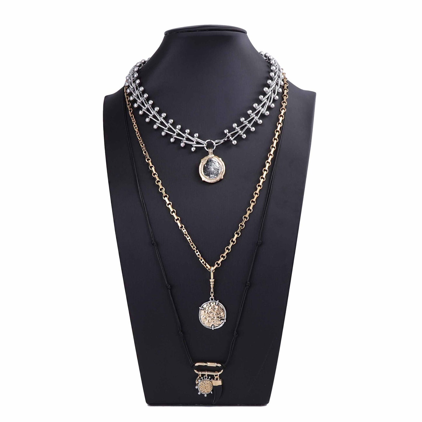 Trendy Multi-Layer Geometric Alloy Badge Pendant Necklace - Cool Chic Style for Unique Fashion Statements