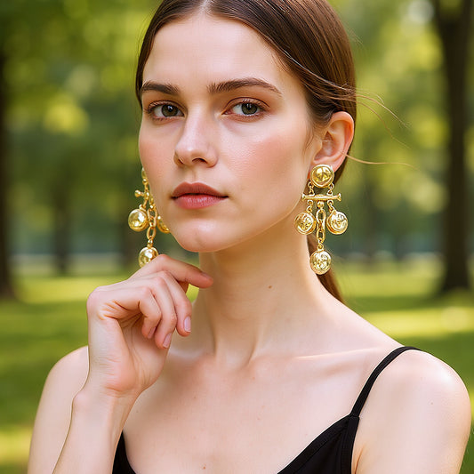 Stylish Vintage-Inspired Alloy Geometric Textured Round Tasseled Earrings with Unique Hammered Finish – Perfect for Bohemian and Chic Looks