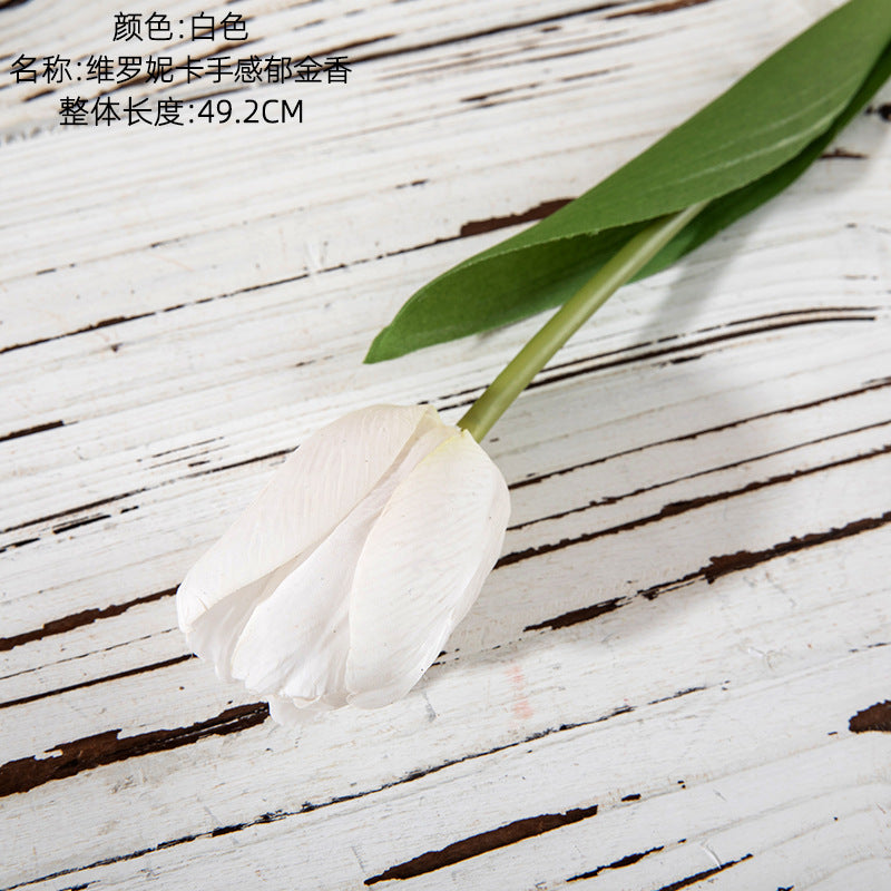 Luxurious Touch Tulip Artificial Flowers for Wedding Decoration - Chic Green Plants with INS Style - Model MW59901