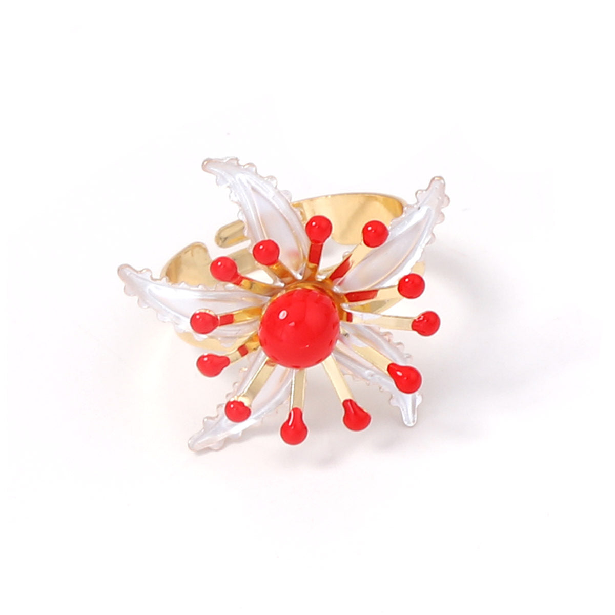 Bohemian-Inspired, Elegant and Bold Spray-Painted Floral Open Ring for Women – Perfect for Daily Commuting and Special Occasions