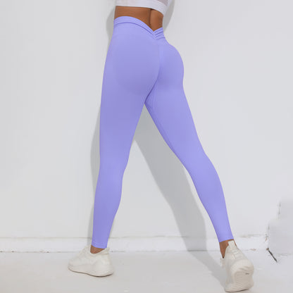 Seamless Solid Color High Waisted Body Shaping Butt Lifting Yoga Leggings with Ruched Back Design for Women for Running and Workouts