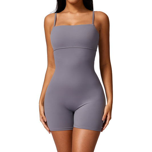 Peach Colored High Waisted Yoga Bodysuit for Women Quick Dry Breathable Fabric and Back Design for Comfort and Performance