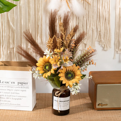 Stunning Faux Sunflower Bouquet by Fushan Design – Perfect for Home Décor, Weddings, and Wall Art – CF01318