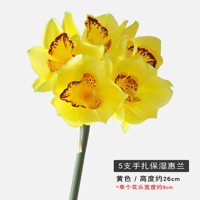 Luxurious Lifeslike Orchid Bouquet - Soft Touch Moisturizing Artificial Flowers for High-End Home Decor and Elegant Wedding Bouquets