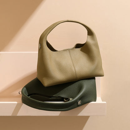 Genuine Leather Women's Tote Bag Dumpling Design Spacious with Versatile Carrying Options for Work and Everyday Use