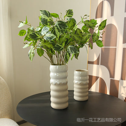 Realistic Single Stem Taro Leaf - Nordic Minimalist Decor for Living Room and Dining Table -  Indoor Artificial Silk Flower Arrangement