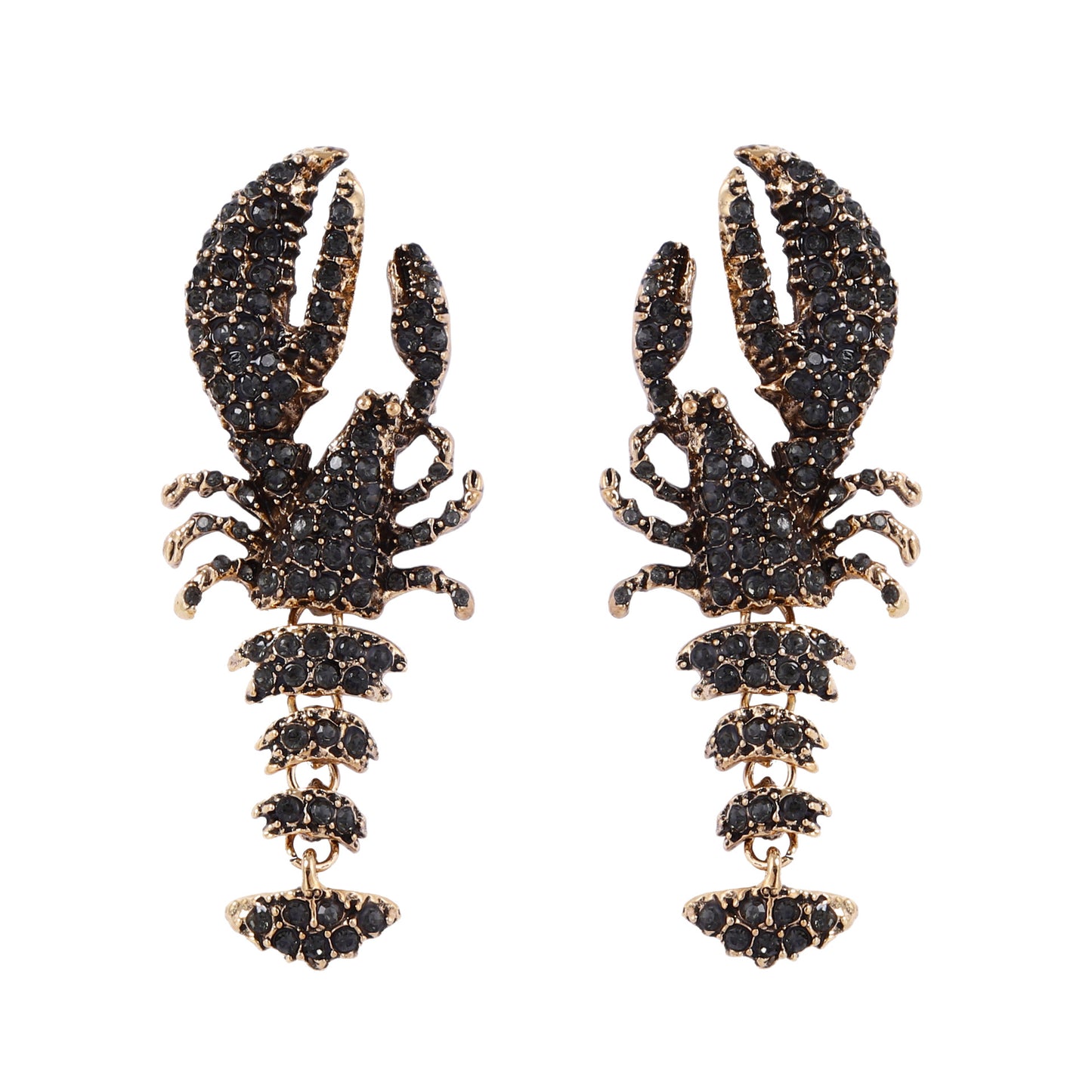 Stunning Statement Black Ocean-Inspired Lobster Earrings for Women – Full Rhinestone Embellishments, Perfect for Resort Wear or Everyday Style