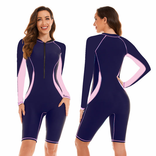 Women's Long Sleeve Surfing Bodysuit Full Coverage Diving Swimsuit with Comfortable Fit Ideal for Water Sports and Beach Days Model 28005