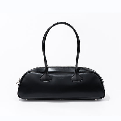 Chic Korean Style Vintage Bowling Bag Versatile Genuine Leather Shoulder and Underarm Bag with Spacious Capacity for Every Occasion