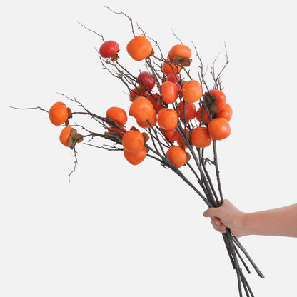 High-End Decorative Artificial Persimmon Arrangements - Luxurious Red Fruit Ornaments for Living Room Décor