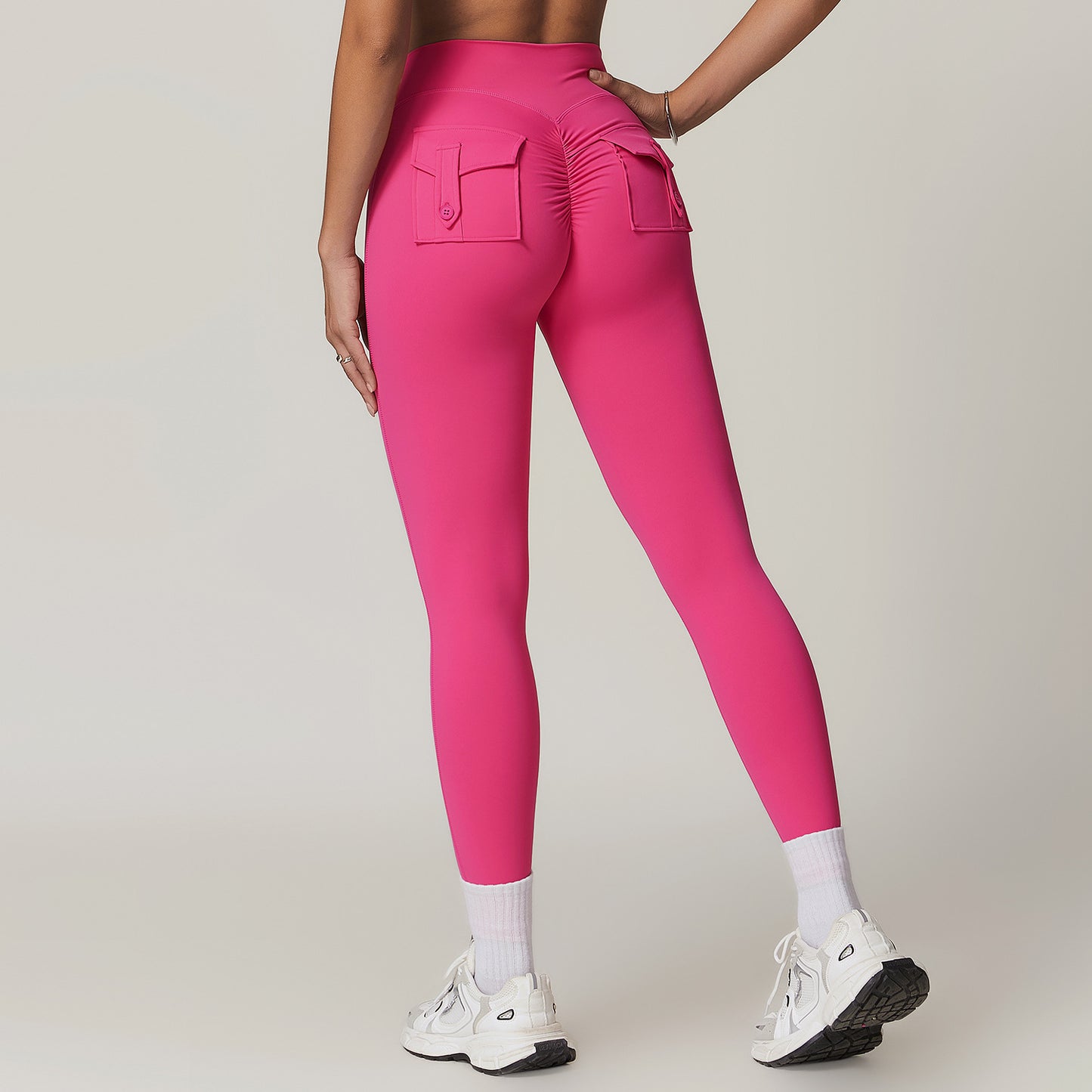 High Waisted Yoga Pants with Pockets Peach Lifting Workout Leggings Designed for Comfort and Style