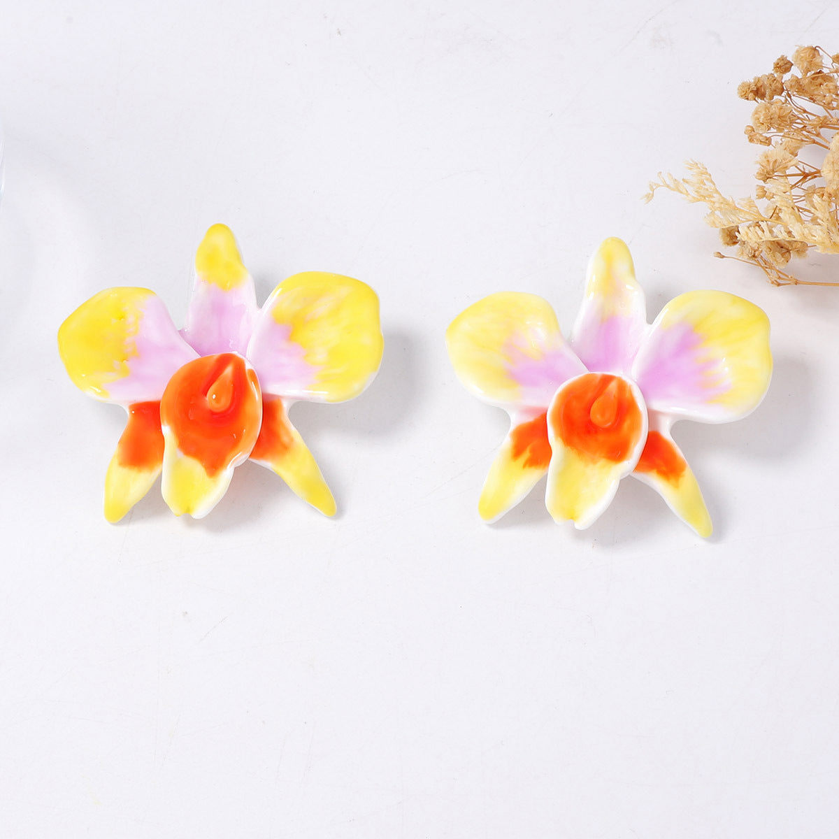 Bohemian Large Hand-Painted Drip Oil Colorful Flower Earrings - Unique, Fresh, and Versatile Vacation Jewelry