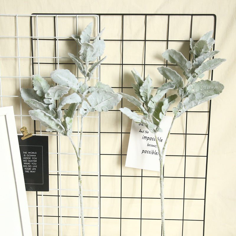 Elegant Silver Leaf Velvet INS Faux Floral Arrangement - Stunning Home Decor, Perfect for Weddings, Bridesmaid Bouquets, and Plant Walls - Durable, Life-like Artificial Flowers (Model DY1-3125)