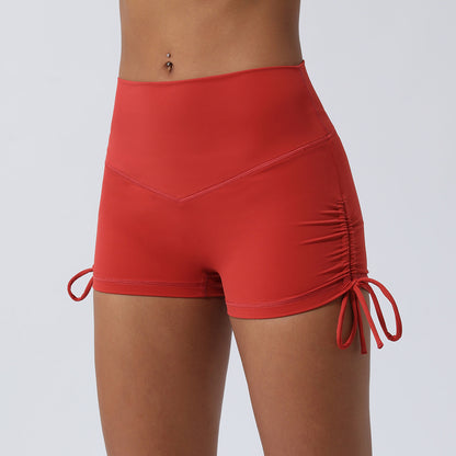 Wrinkle Free Drawstring Yoga Shorts Quick Dry V Shaped Butt Lifting Workout Shorts for Running and Training and Comfortable Fitness Bottoms