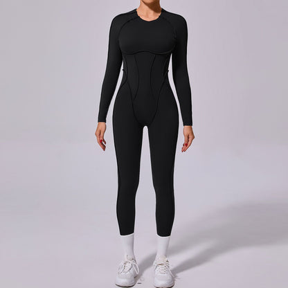 Women's Full Body Yoga Jumpsuit with Open Back Long Sleeve High Performance Leggings for Winter Workouts Comfortable and Supportive Activewear