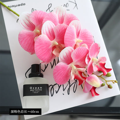 Fresh & Lively 3D Printed 7-Head Orchid Simulation Flowers – Luxurious Faux Floral Arrangement for Home Décor, Perfect for Living Room and Dining Table Centerpieces