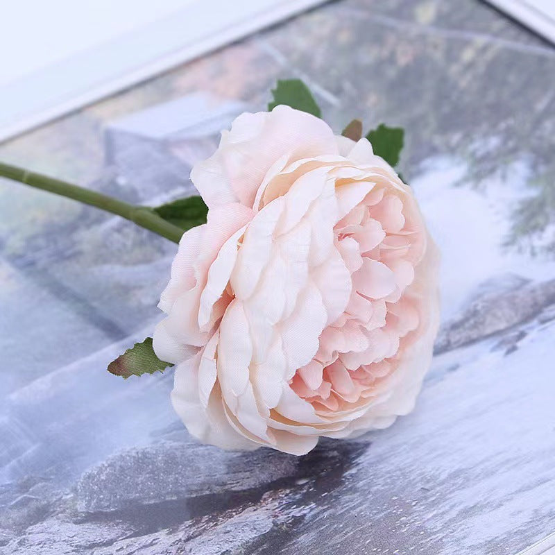 Realistic Single Peony Silk Flower for Home Decor - Beautiful Faux Camellia Bouquet Perfect for Living Room Accent