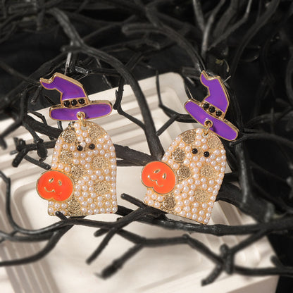 Adorable Ghost Earrings with Hats – Creative, Spooky, and Trendy Design for Halloween Enthusiasts – Must-Have for Unique Accessories!