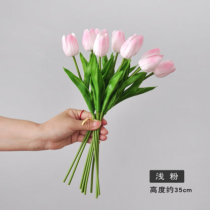 Modern Minimalist 10-Head Realistic Artificial Tulip Bouquet – Perfect for Home or Office Décor