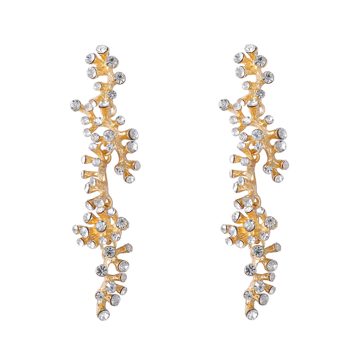 Elegant Long Drop Earrings with Full Rhinestone Cascade Design – Luxurious Alloy Statement Jewelry for Women, Perfect for Parties and Special Occasions