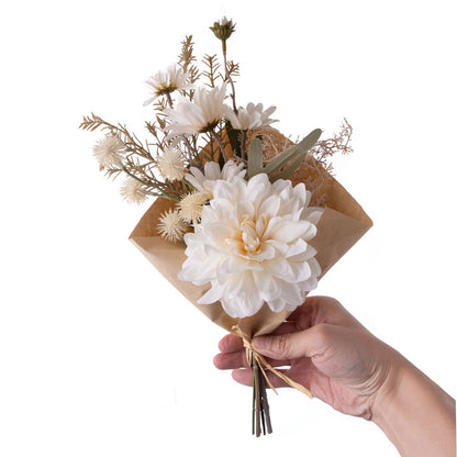 Gorgeous Winter Dahlia Handcrafted Faux Flower Bouquet - Perfect for Home Decor, Weddings, and Wall Art CF01390