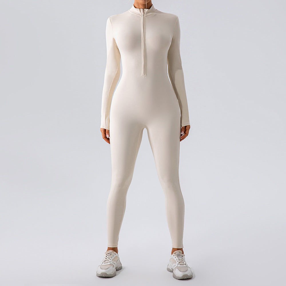 Seamless Long Sleeve Zipper Yoga Jumpsuit Body Shaping High Waisted Leggings with a and Comfortable Fit for All Day Active Wear