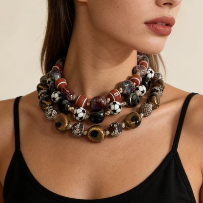 Unique and Stylish Irregular Geometric Ceramic Bead Necklace for Women – Perfectly Versatile for Any Outfit!