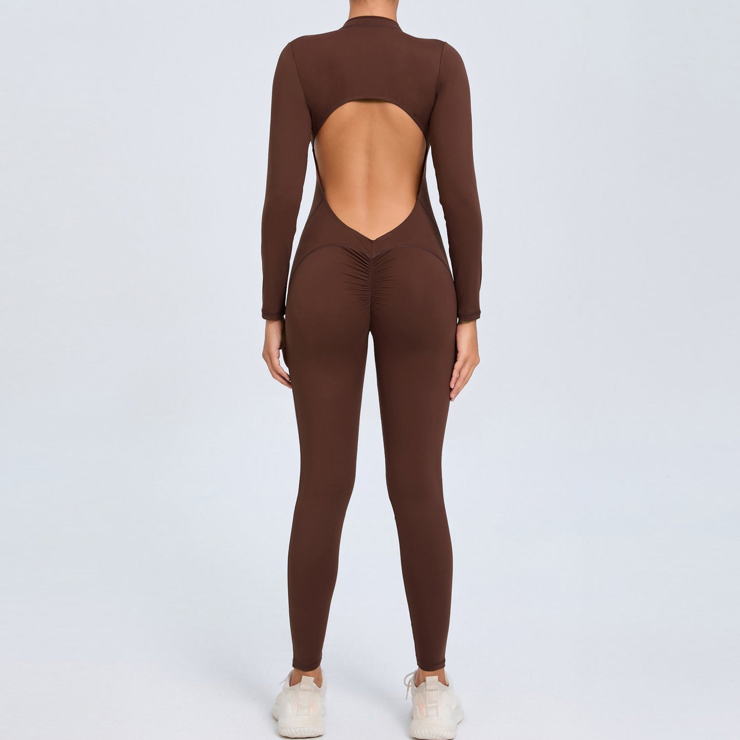 Zip Up Long Sleeve Yoga Jumpsuit for Women Comfortable and Versatile Fitness Bodysuit with Long Pants for Gym and Outdoor Wear