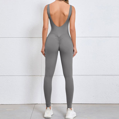 Hollow Back Peach Bottom Tight Fit Yoga Jumpsuit for Women Quick Dry Athletic Bodysuit for Comfort and Performance