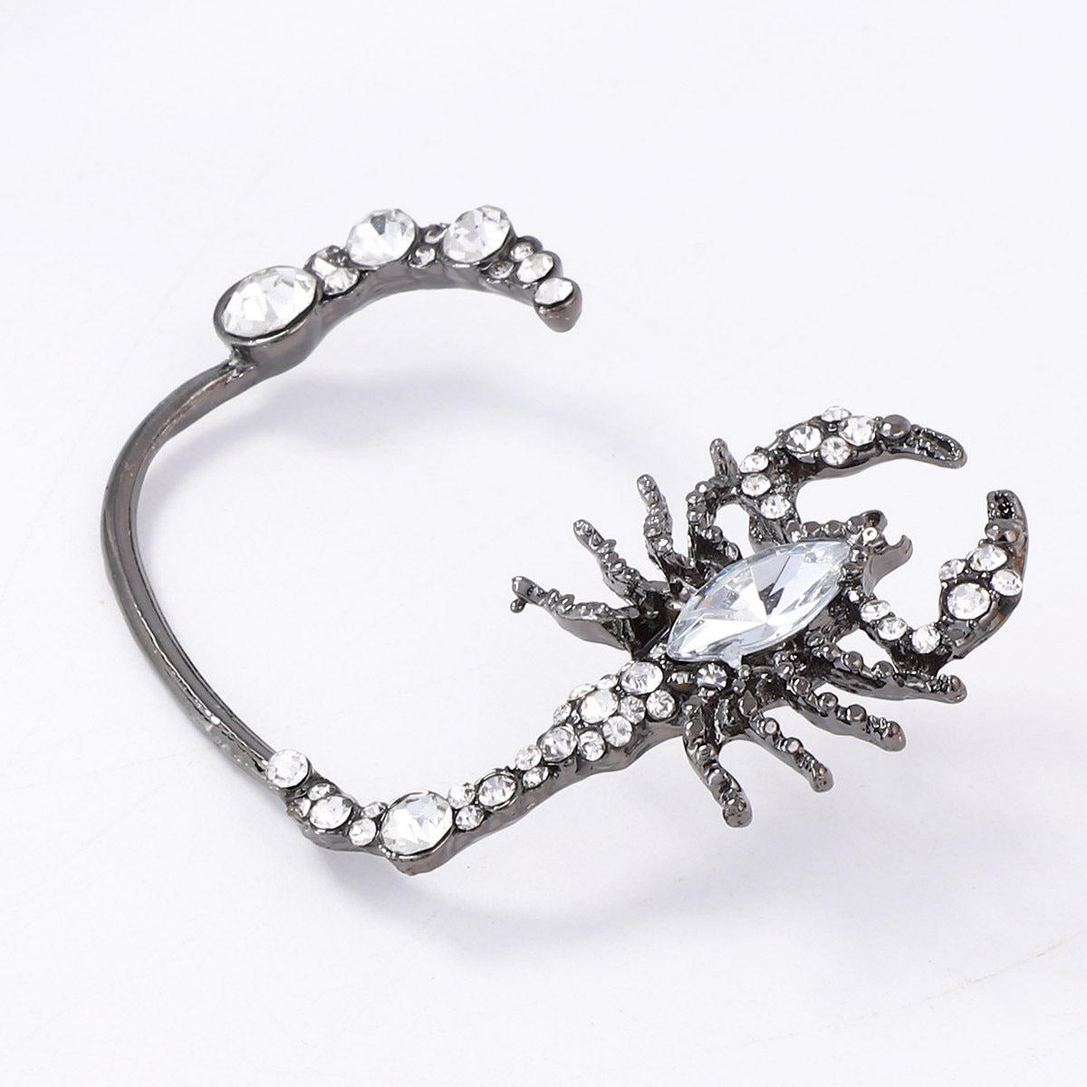 Stylish Dark-Themed Halloween Scorpion Earrings with Sparkling Full Rhinestone Accents - Elegant Alloy Jewelry for Women