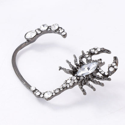 Stylish Dark-Themed Halloween Scorpion Earrings with Sparkling Full Rhinestone Accents - Elegant Alloy Jewelry for Women