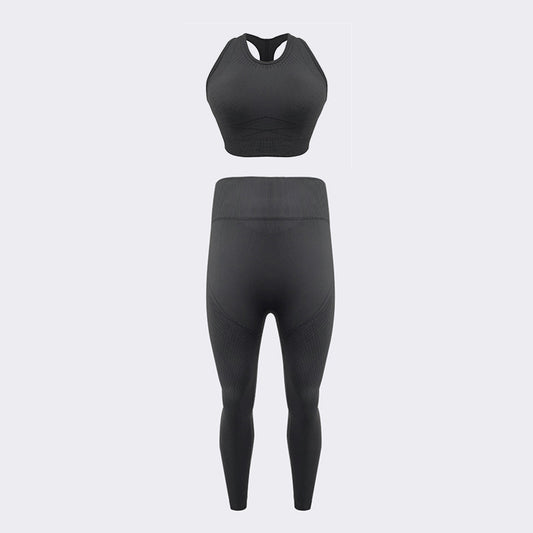 Jacquard Yoga Tank Top with Removable Pads and High Waisted Moisture Wicking Leggings for Women for Fat Burning and Intense Workouts