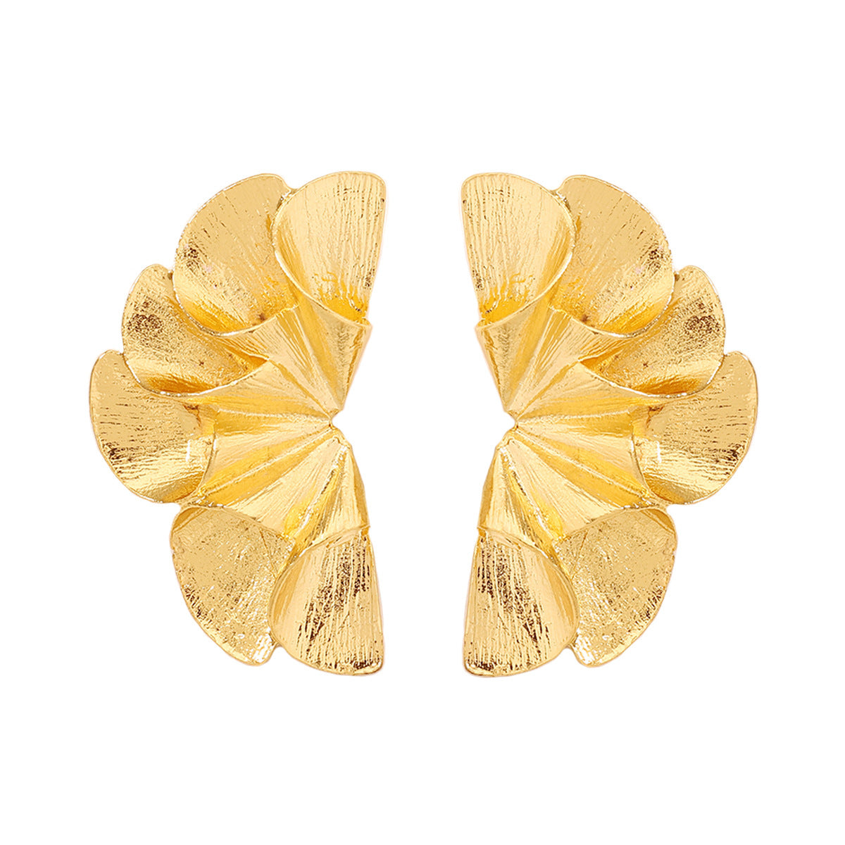 Exquisite Oversized Women's Earrings - Metal Lightweight Luxury WAVED Floral Design for a Chic Statement Look