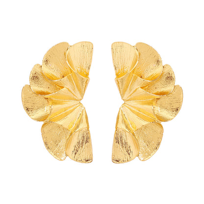 Exquisite Oversized Women's Earrings - Metal Lightweight Luxury WAVED Floral Design for a Chic Statement Look