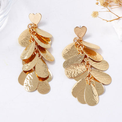 Trendy Punk Minimalist Metal Geometric Heart Pendant Earrings – Chic Daily Wear for Fashion-Forward Women