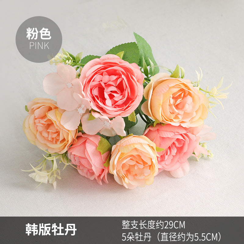 Elegant Faux Peony and Rose Flower Gift Box Décor – Stylish Korean-Style Home Accent for Living Room and Special Occasions