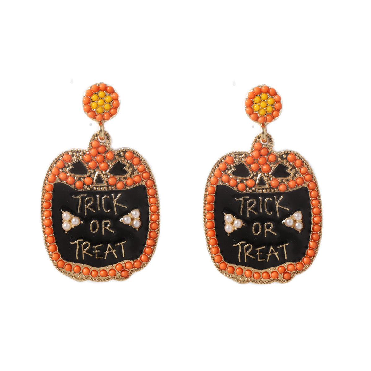 Creative Halloween-Inspired Cartoon Owl Letter Beaded Alloy Earrings - Stylish and Versatile Accompanying Accessory for Any Outfit!