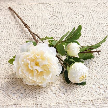 Stunning Artificial Peony Flower Stem - Exquisite Realistic Faux Floral Decor for Home Photography and Wedding Celebrations