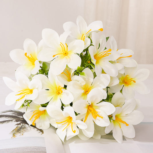 Realistic 5 Branch 10 Head Colorful Lily Flower Arrangement - Perfect for Weddings and Home Decor - Stunning Artificial Daffodil and Orchid Decorative Flowers