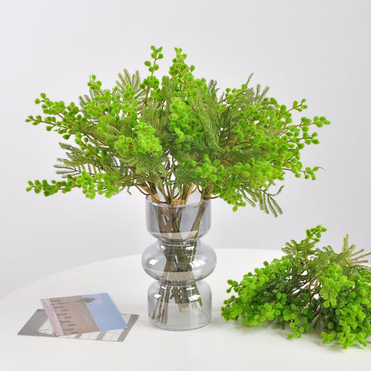 Realistic Artificial Green Plant Bouquet – Handcrafted Silk Acacia Décor for Country-Style Home Interiors, Perfect for Any Room & Year-Round Beauty