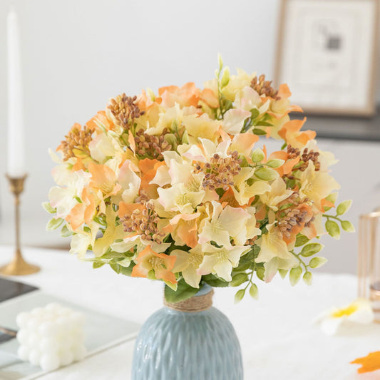 Vibrant Mixed Color Artificial Hydrangea Bouquet - Perfect for Weddings, Home Décor, and Event Decorations