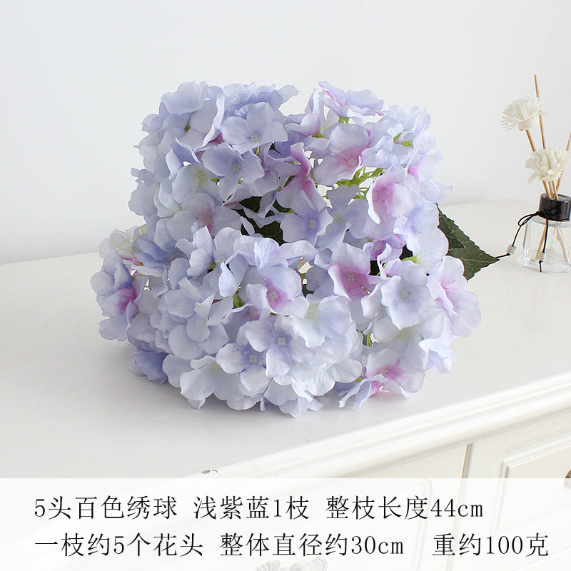 Elegant 5-Head Hydrangea Artificial Flowers - Realistic Silk Floral Arrangements for Weddings, Events, Hotels, and Home Decor