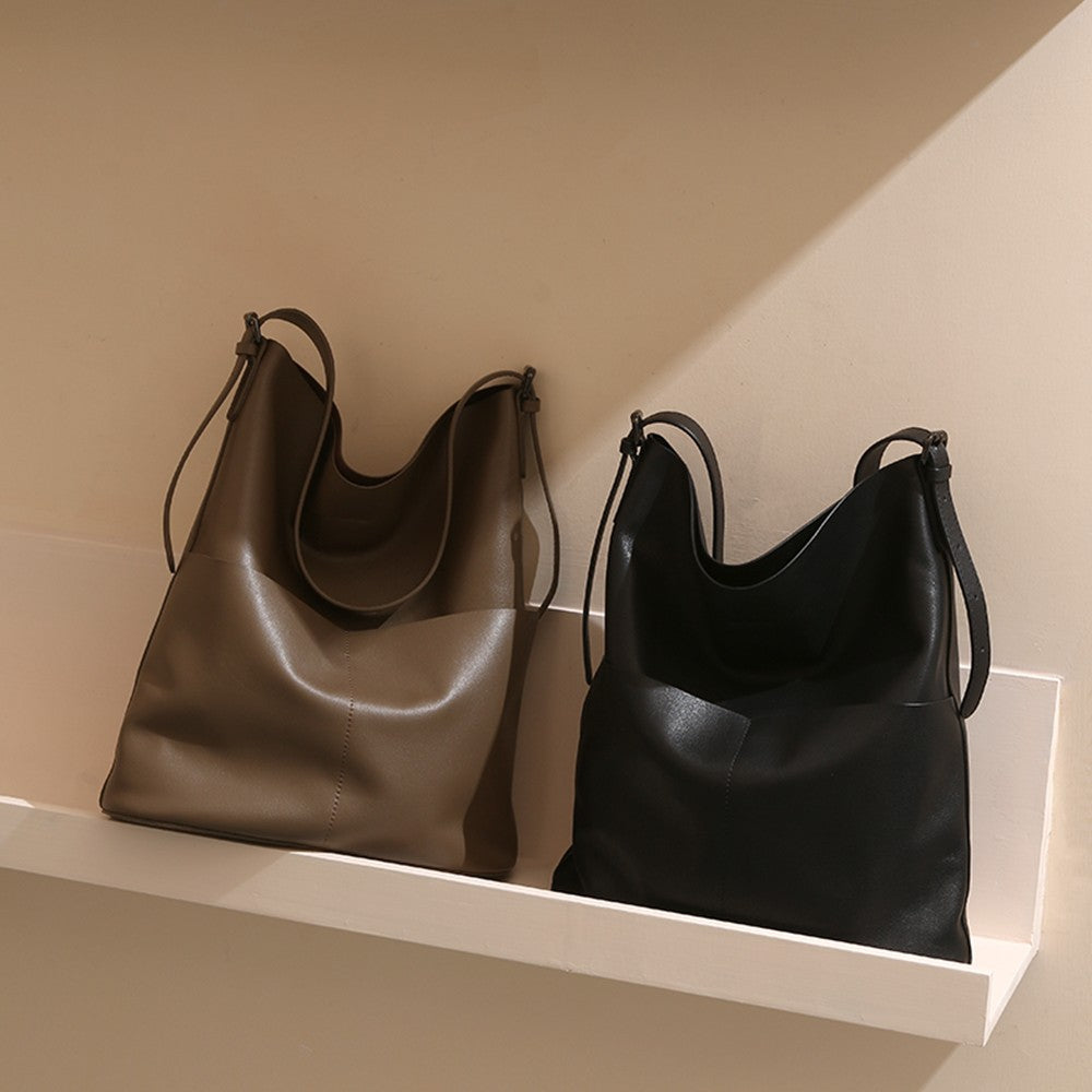 Genuine Leather Tote Bag for Fall Winter Luxurious First Layer Cowhide Handbag Versatile Crossbody Purse for Women for Commuting and Everyday Style