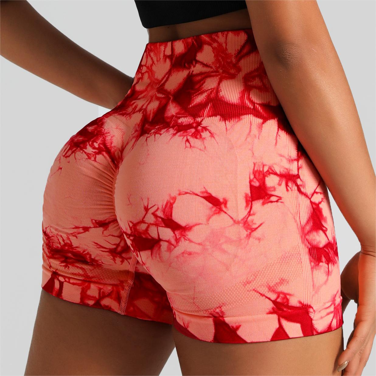 Seamless Tie Dye High Waisted Fitness Shorts for Women Enhancing Tummy Control Peach Yoga Workout Shorts