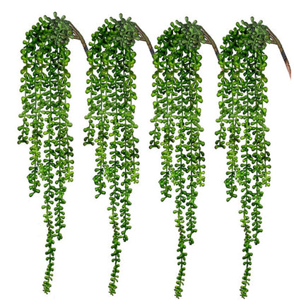 Realistic Artificial Flowering Vine – Lush Green Wall Decor for Living Rooms – Versatile Plastic Plant with Succulent Touch, Ideal for Home Decoration and Elegant Wedding Accents